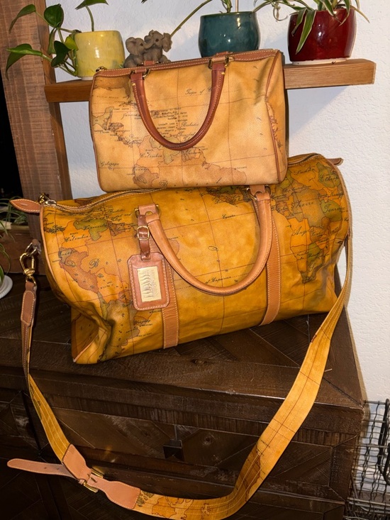 Alviero Martini Handbags - SOLD unlisted - Alviero Martini 1ª Classe Geo Map Travel Duffle & Matching Bag